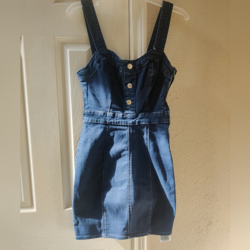 Vintage Guess Y2K Denim Apron Dress XS